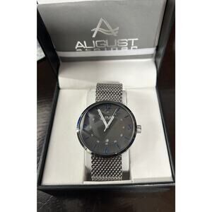 Mens Augustus Steiner Quartz Grey Dial Silver Tne Mesh Men's Watch